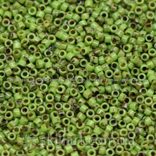 Бисер DB-2265 Miyuki Delica Beads 11/0 (непрозрачный, покрытие пикассо, оливковый микс)